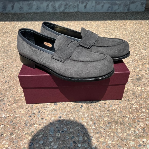 George Cleverley Nicholas Pebble-Grain Nubuck Loafers - Picture 2 of 10